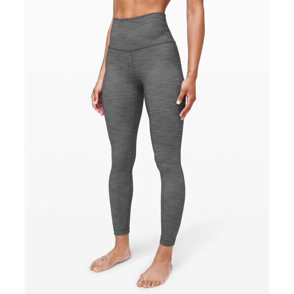 Lululemon Align Pant II 25" Mini Heathered Herringbone Heathered Gray Leggings - Picture 1 of 6
